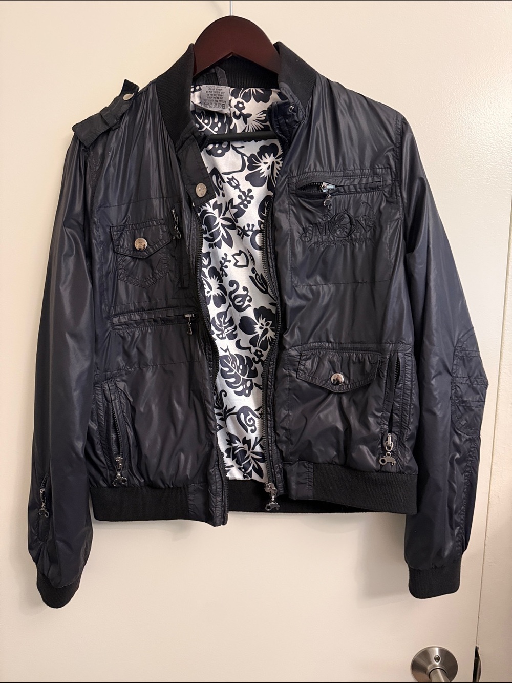 Moods of Norway Black Women's Bomber Jacket with Floral Lining